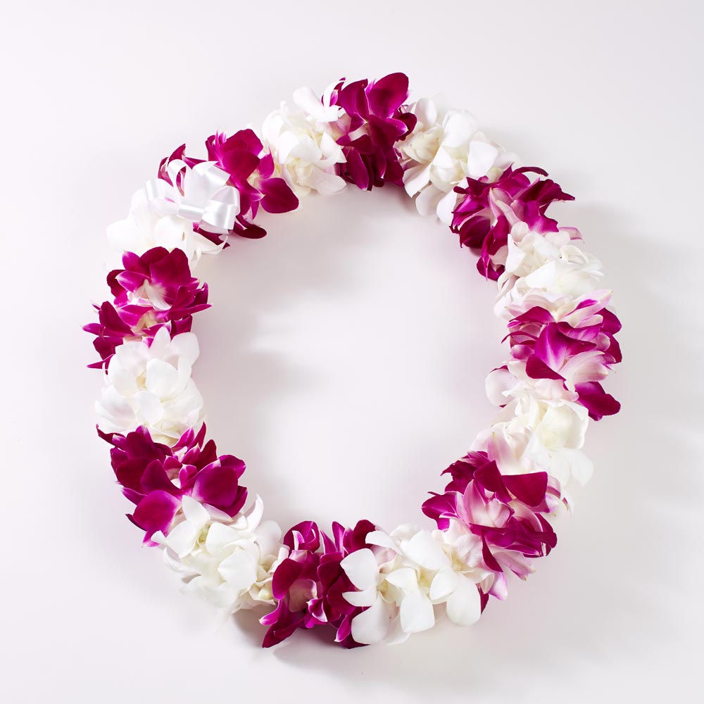 Fresh Double Dendrobium Orchid Lei: Aloha Hawaiian Flowers